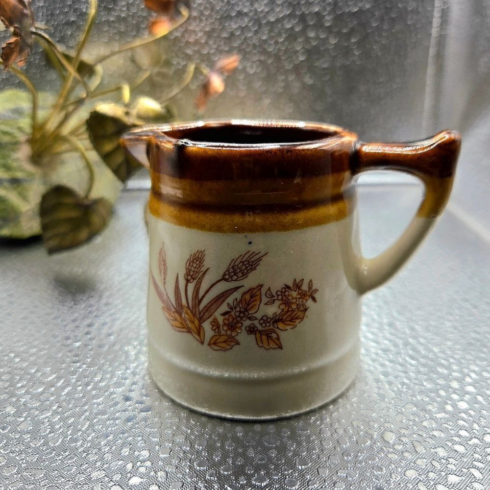 "5/$40" Stoneware Wheat Pottery Mini Crock Creamer